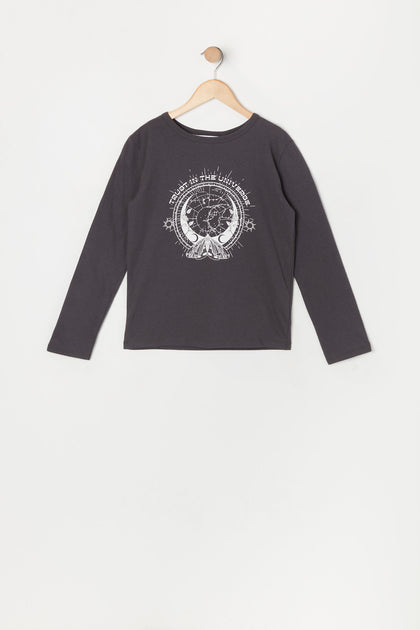 Girls Trust in the Universe Graphic Long Sleeve Top