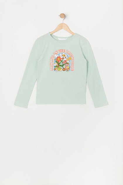 Girls The Bright Side Graphic Long Sleeve Top