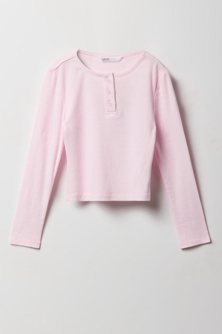Haut Henley à manches longues pour fille