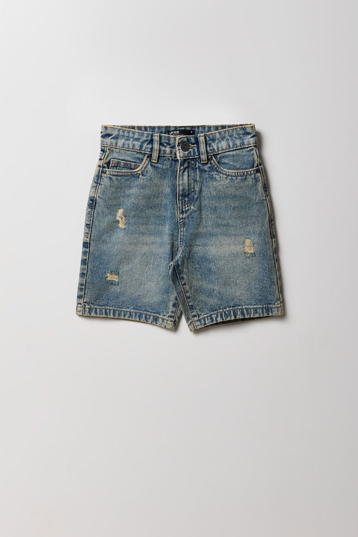 Short en denim d'aspect usé pour garçon
