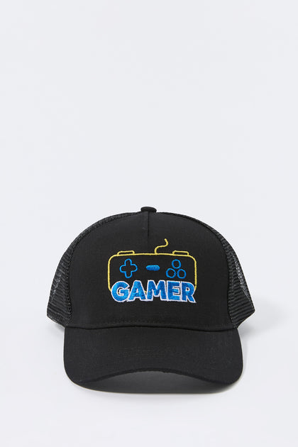 Boys Gamer Chenille Embroidered Mesh Baseball Hat