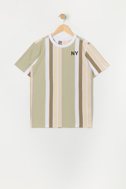 Boys NY Embroidered Striped T-Shirt