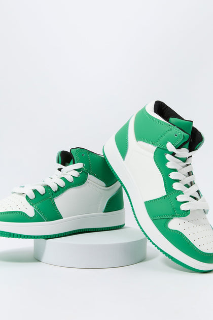 Boys Green Colourblock High Top Sneaker