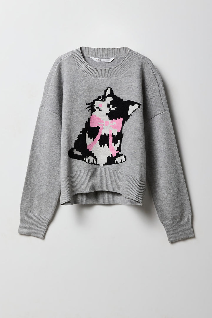 Chandail en tricot jacquard surdimensionné pour filles