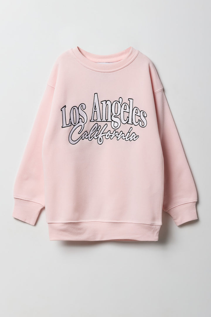 Chandail surdimensionné en molleton avec motif brodé Los Angeles en sergé