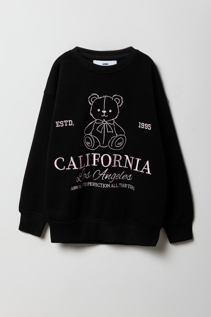 Girls Teddy Embroidered Oversized Sweatshirt