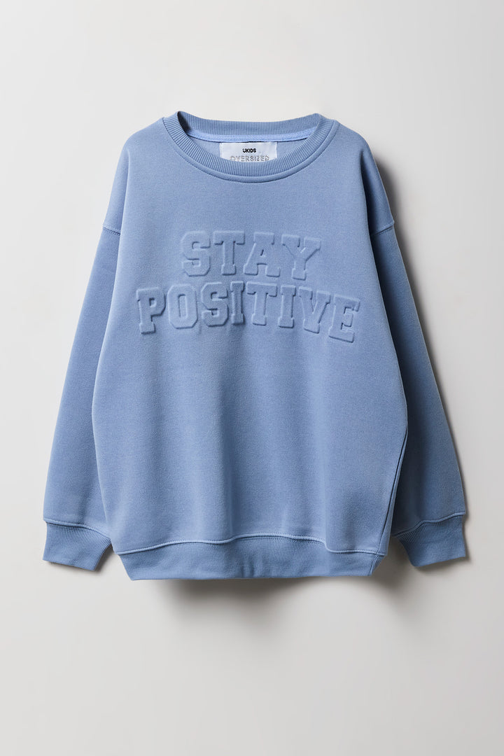 Girls Positivity Puff Print Oversized Fleece Sweatshirt