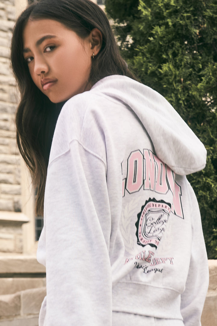 Girls Graphic Fleece Zip-Up Hoodie