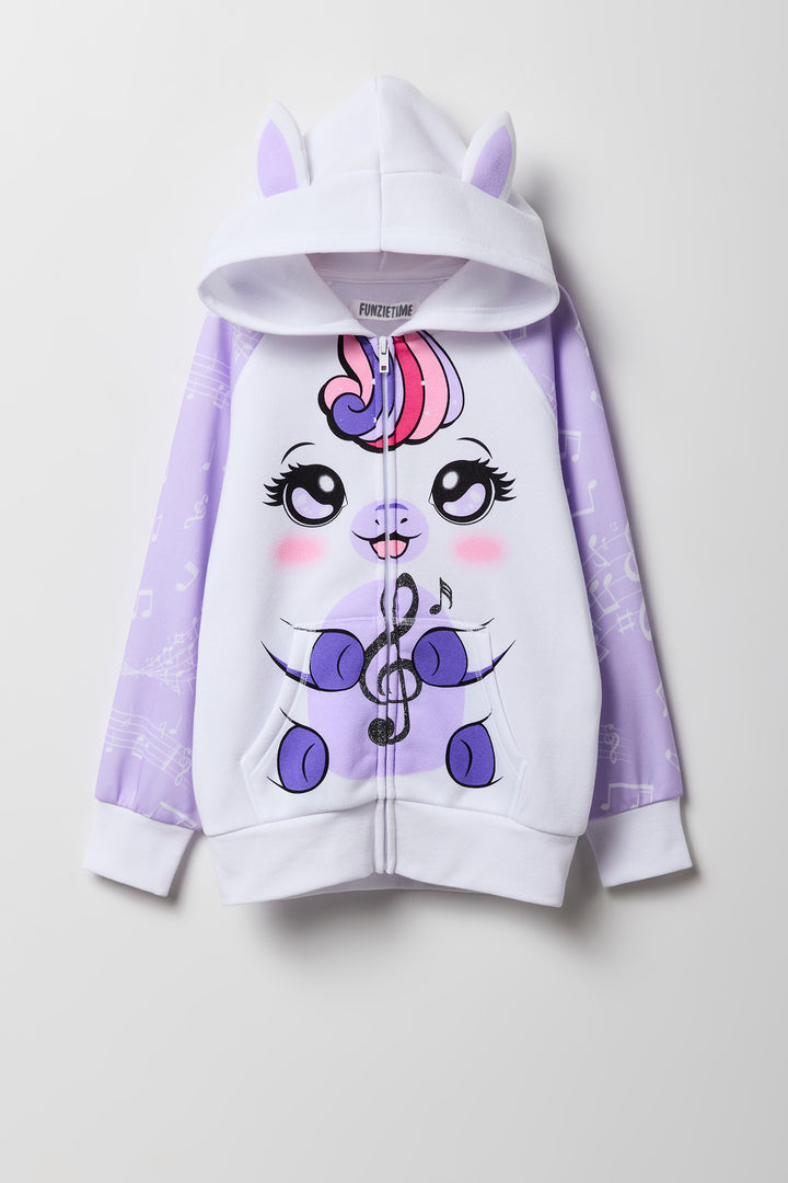 Haut à capuchon en molleton à glissière en forme de licorne musicale pour enfants