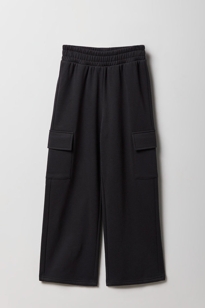 Girls Fleece Wide Leg Cargo Sweatpant