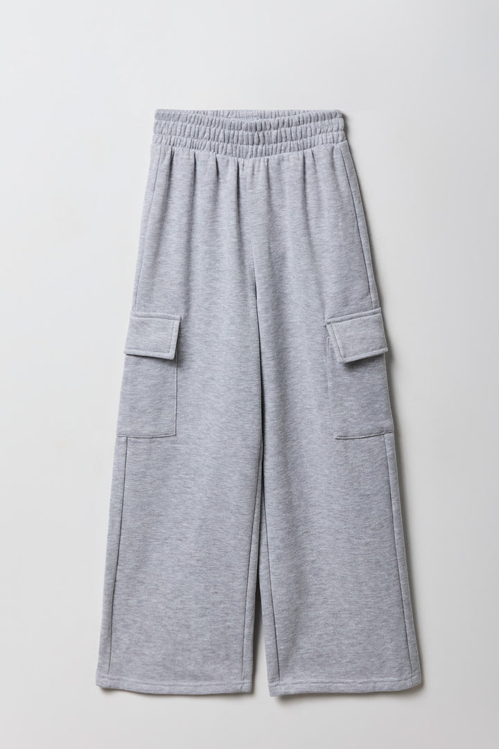 Girls Wide Leg Cargo Fleece Sweatpant