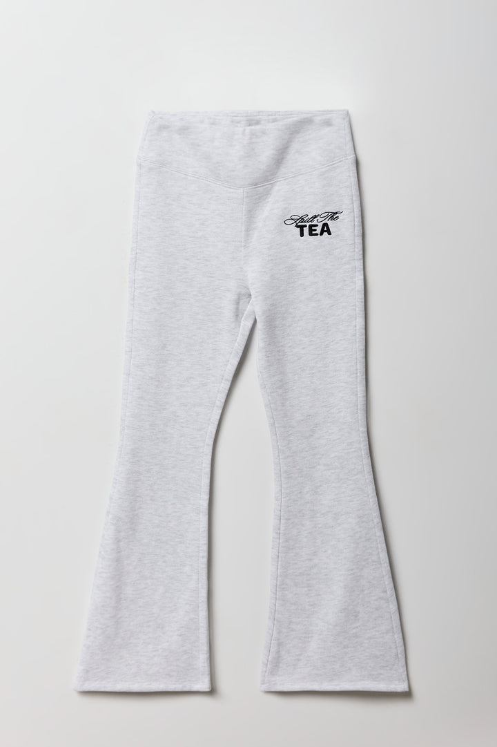 Pantalon en molleton à jambe évasée et broderie pour filles
