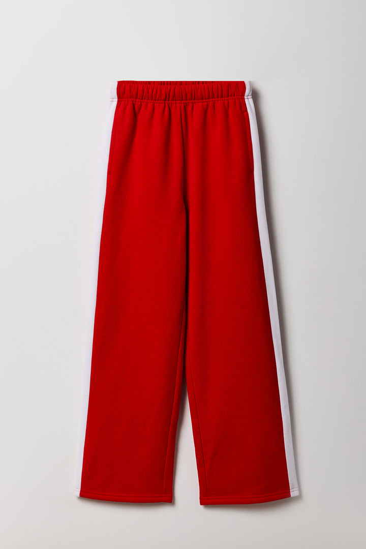 Pantalon d'entraînement à jambe large en molleton avec rayures latérales pour fille