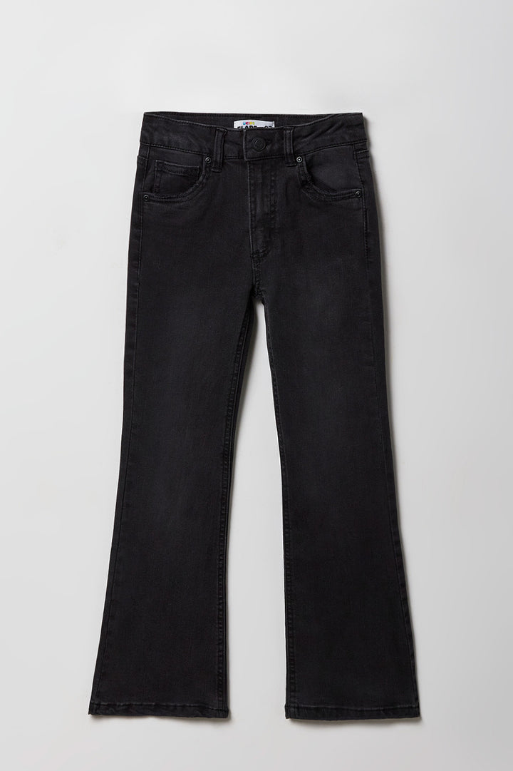 Jean à jambe évasée avec motif brodé Boucle sur les poches pour fille