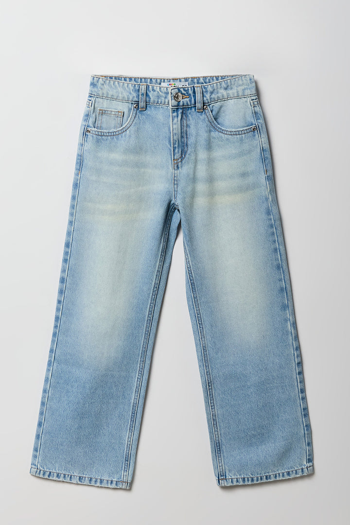 Jean rigide baggy à taille basse pour filles