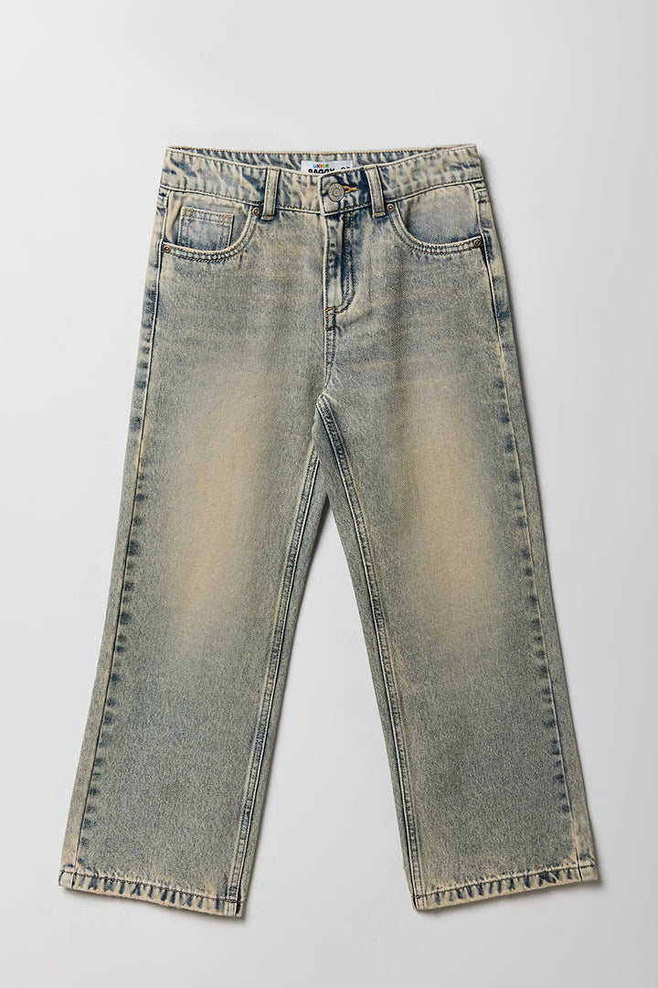 Jean rigide baggy à taille basse pour filles