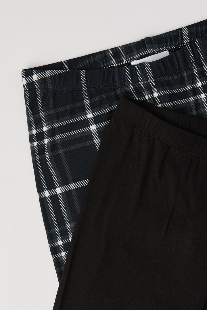 Legging uni et imprimé doux pour filles (paquet de 2)