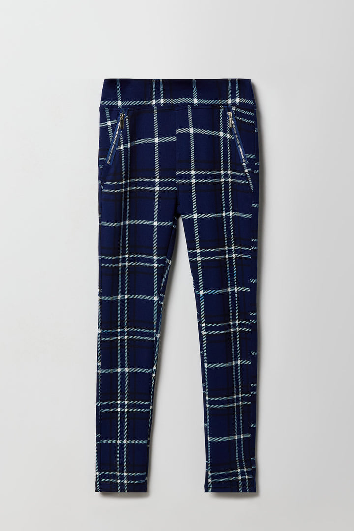 Legging à carreaux avec poche à glissière pour filles
