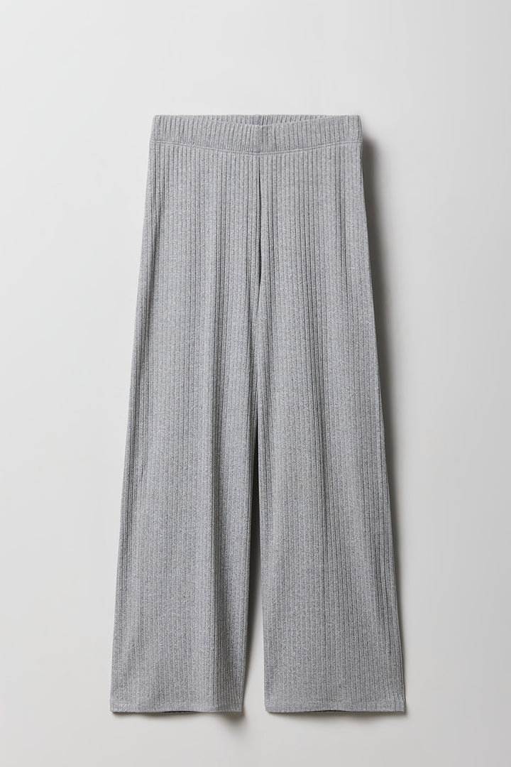 Girls Soft Ribbed Wide Leg Pant