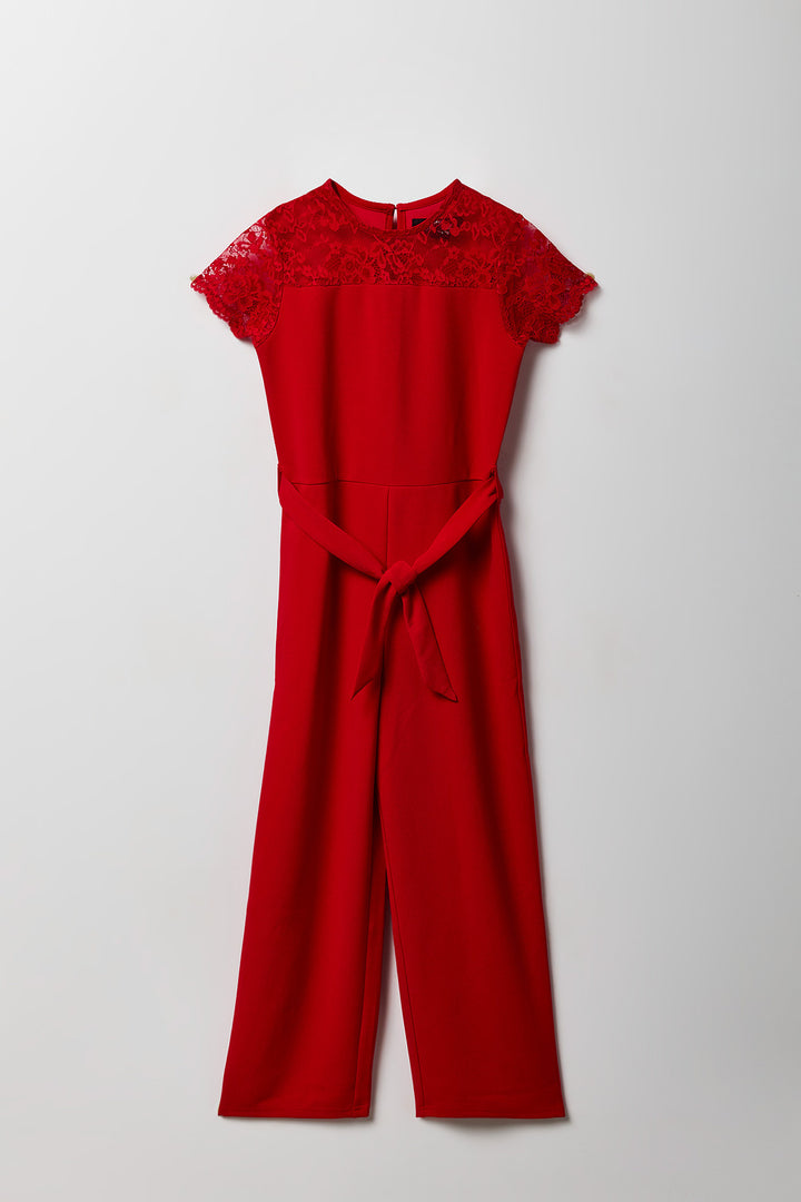 Girls Crepe Lace Jumpsuit