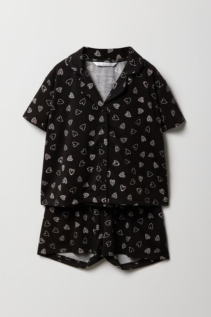 Ensemble pyjama avec haut boutonné et short pour fille
