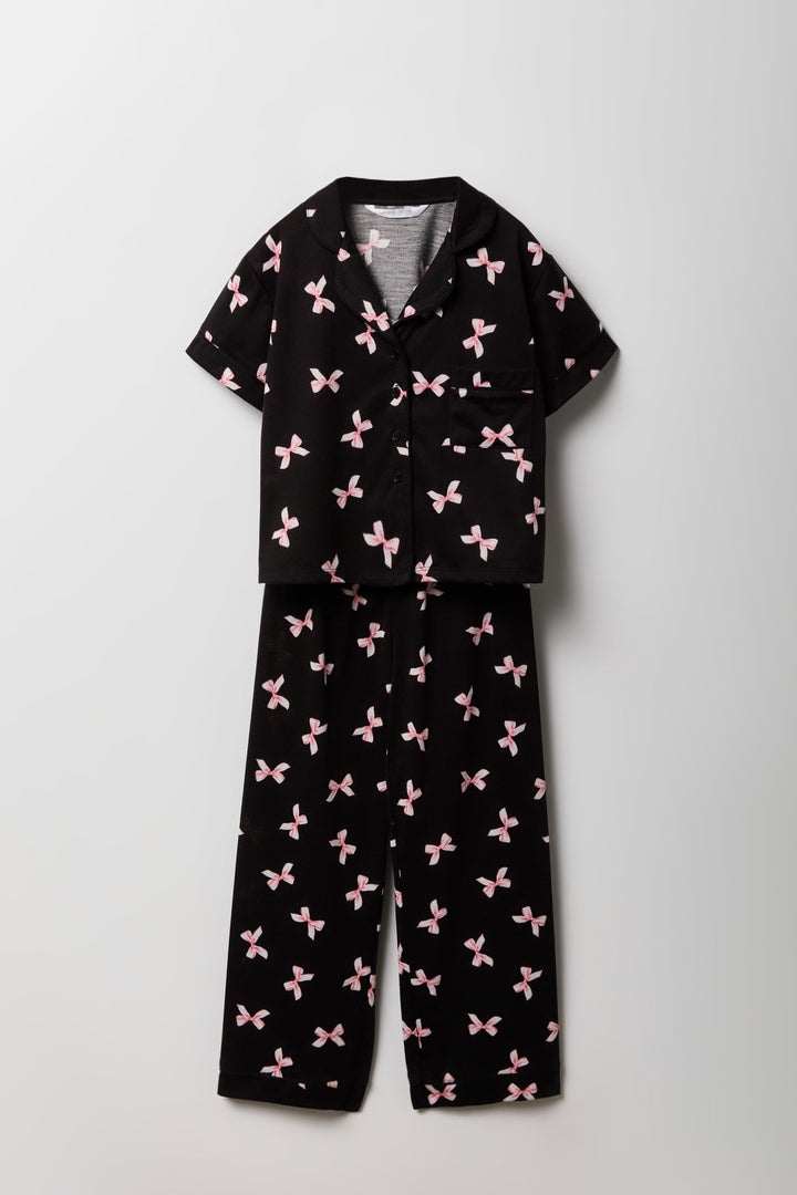 Ensemble pyjama avec haut boutonné imprimé et pantalon pour fille