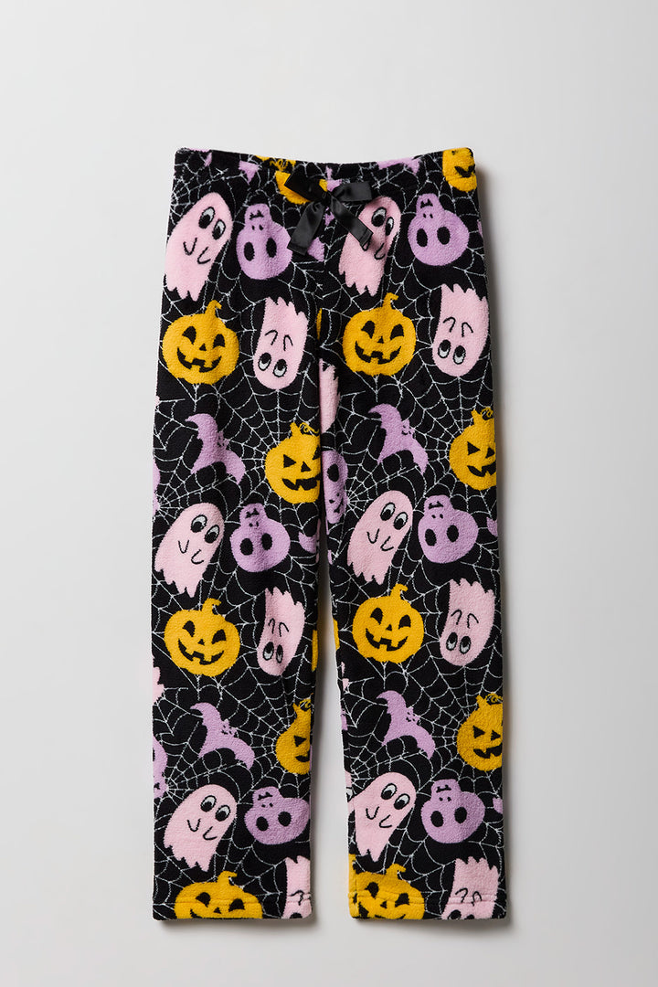 Girls Halloween Print Plush Pajama Pant