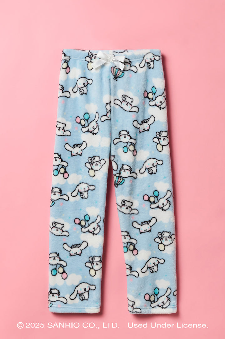 Pantalon de pyjama à jambe large en peluche à imprimé Cinnamoroll pour fille