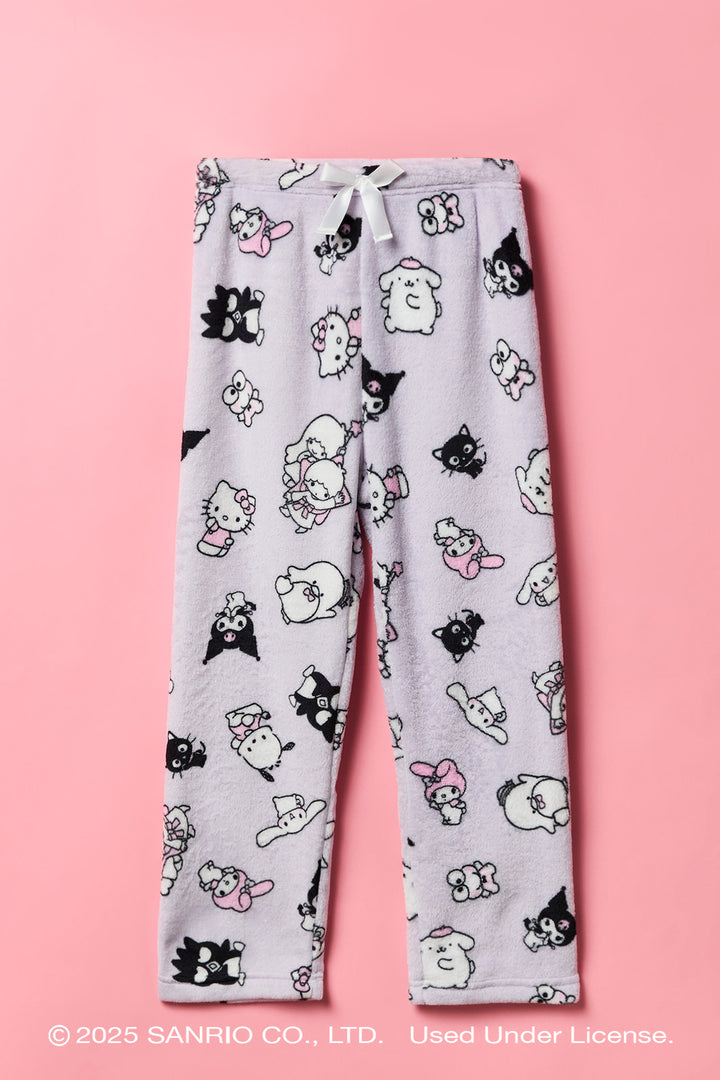 Pantalon de pyjama à jambe large en peluche à imprimé Hello Kitty® and Friends pour fille