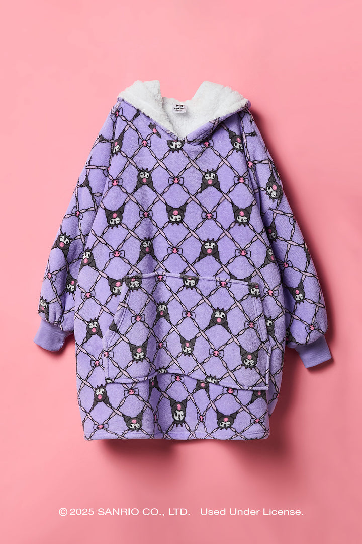Couverture-haut à capuchon surdimensionné en peluche à imprimé Kuromi™ pour fille