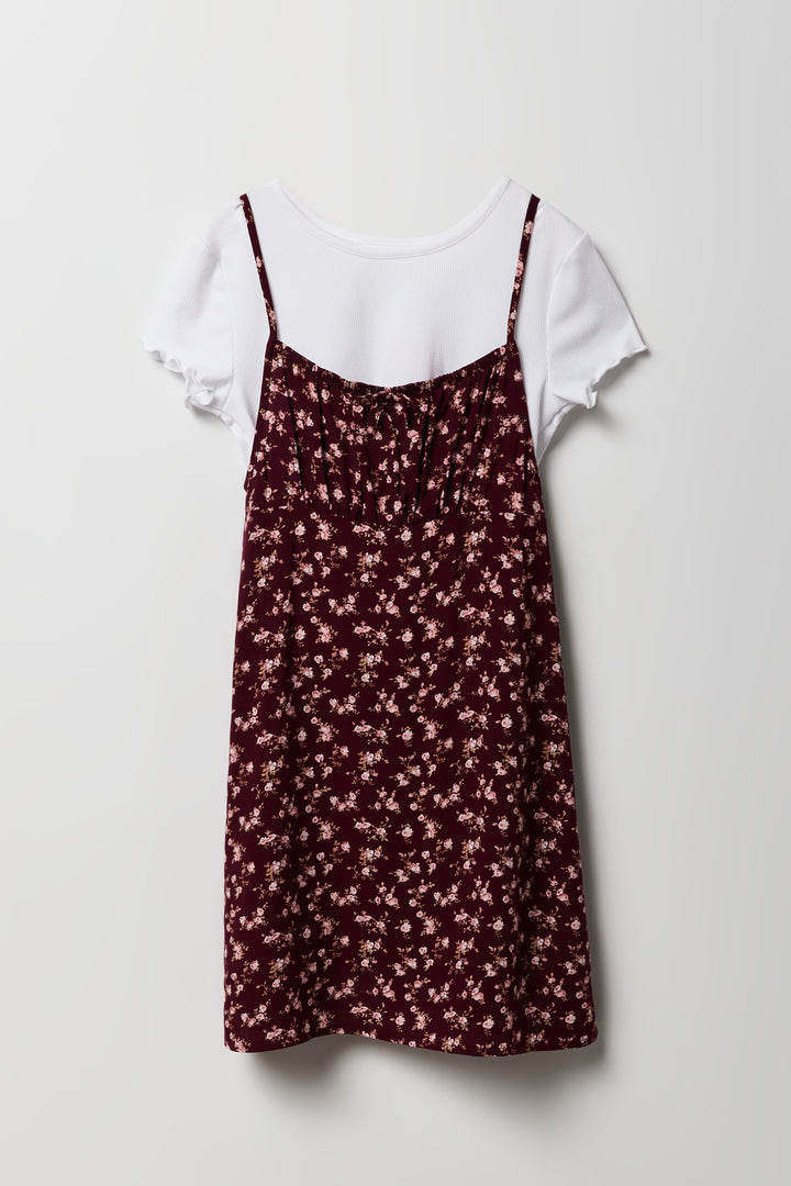 Girls Floral Dress & T-Shirt 2 Piece Set