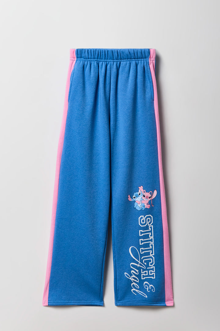Pantalon en molleton rayé à jambe large et imprimé Stitch & Angel pour enfants