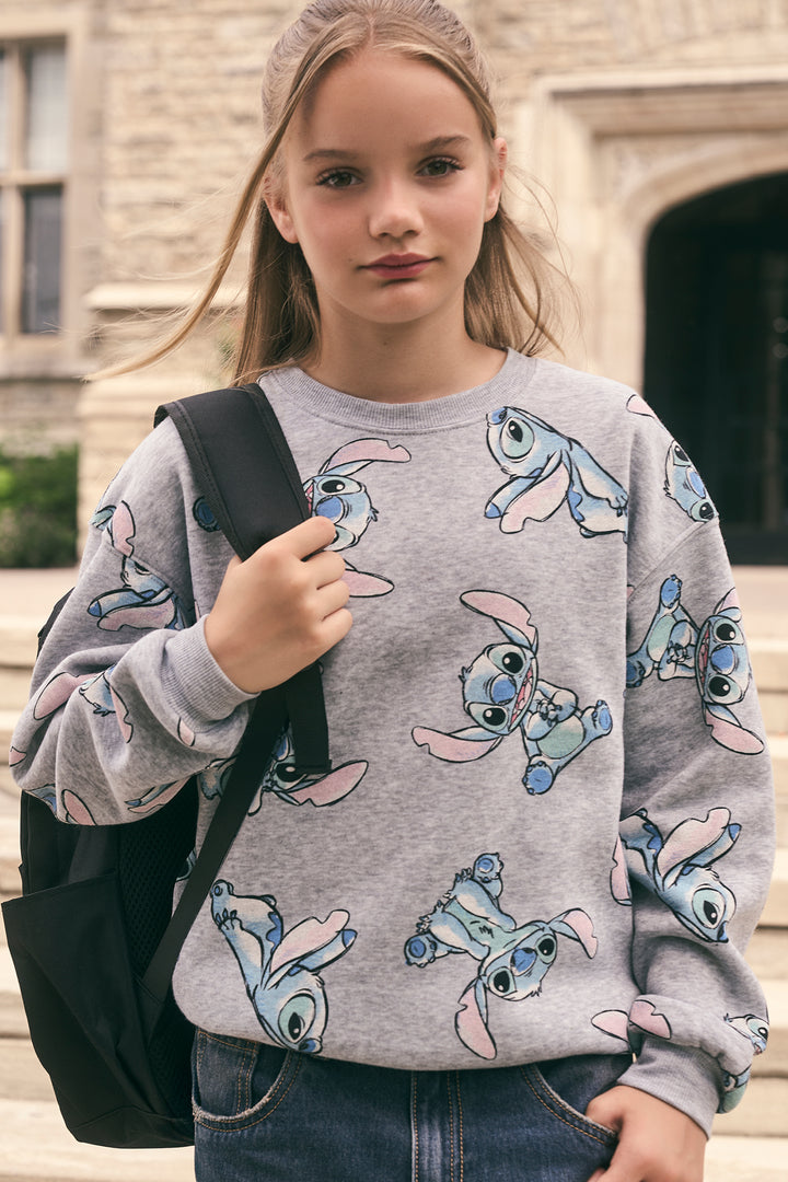 Girls Stitch Print Fleece Sweatshirt