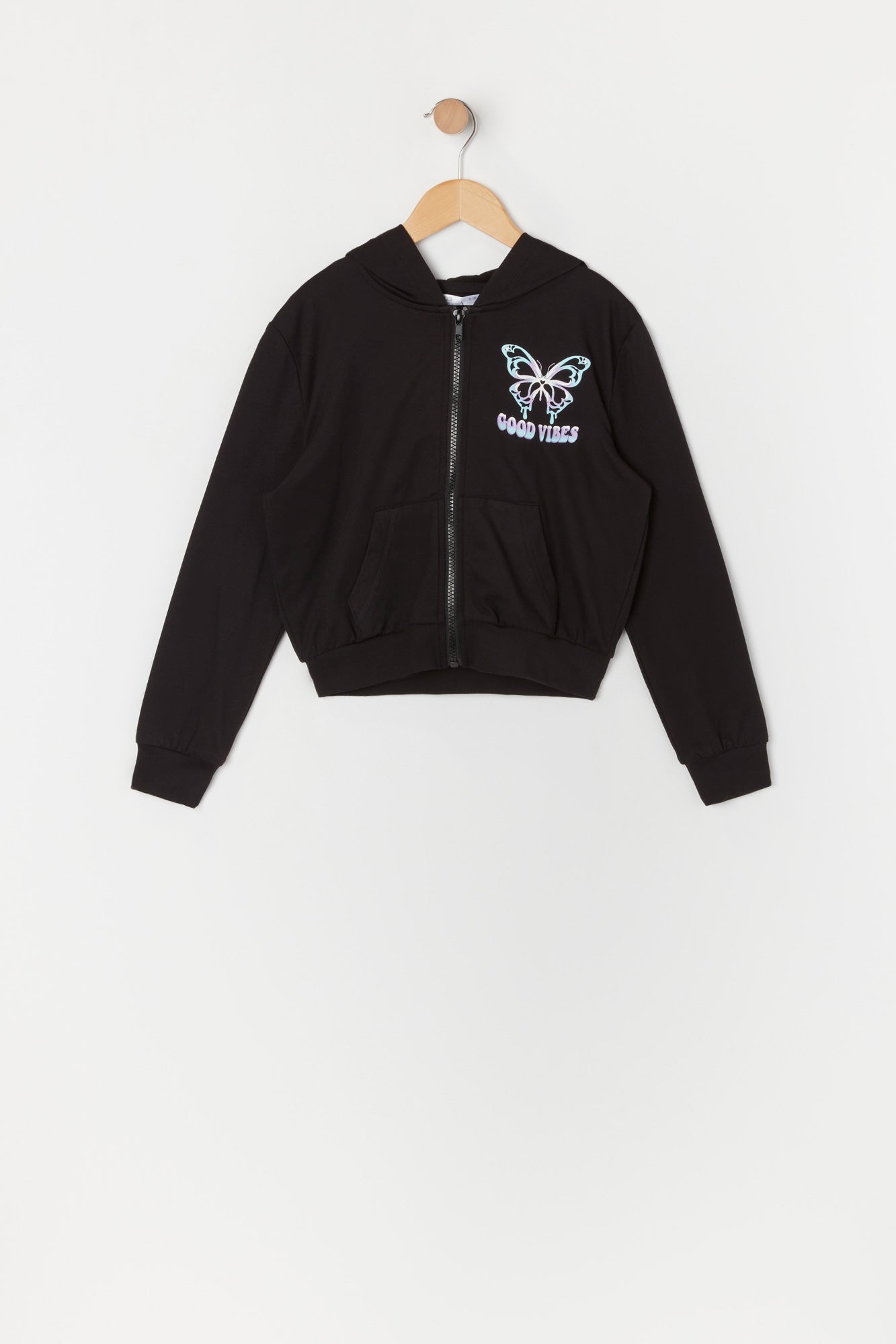 Girls Good Vibes Graphic Zip-Up Hoodie – Urban Planet