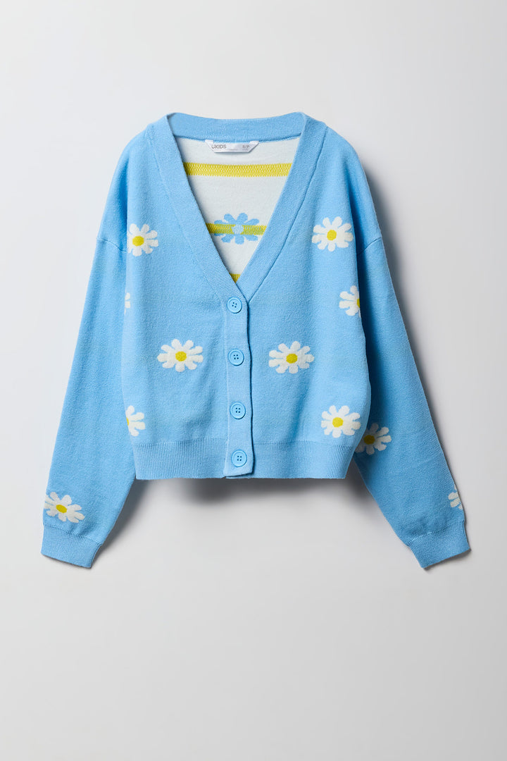 Girls Jacquard Knit Cardigan