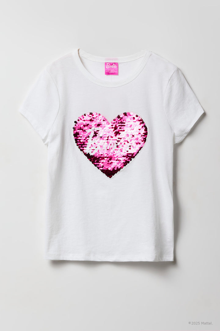 T-shirt à imprimé Barbie avec paillettes pour fille