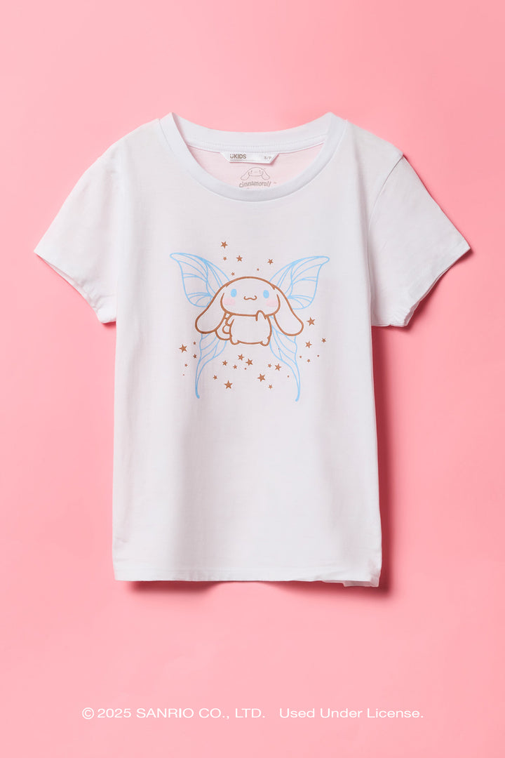 T-shirt à imprimé de broderie Cinnamoroll pour filles
