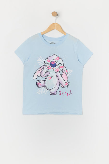 T-shirt à imprimé Stitch Kisses pour fille