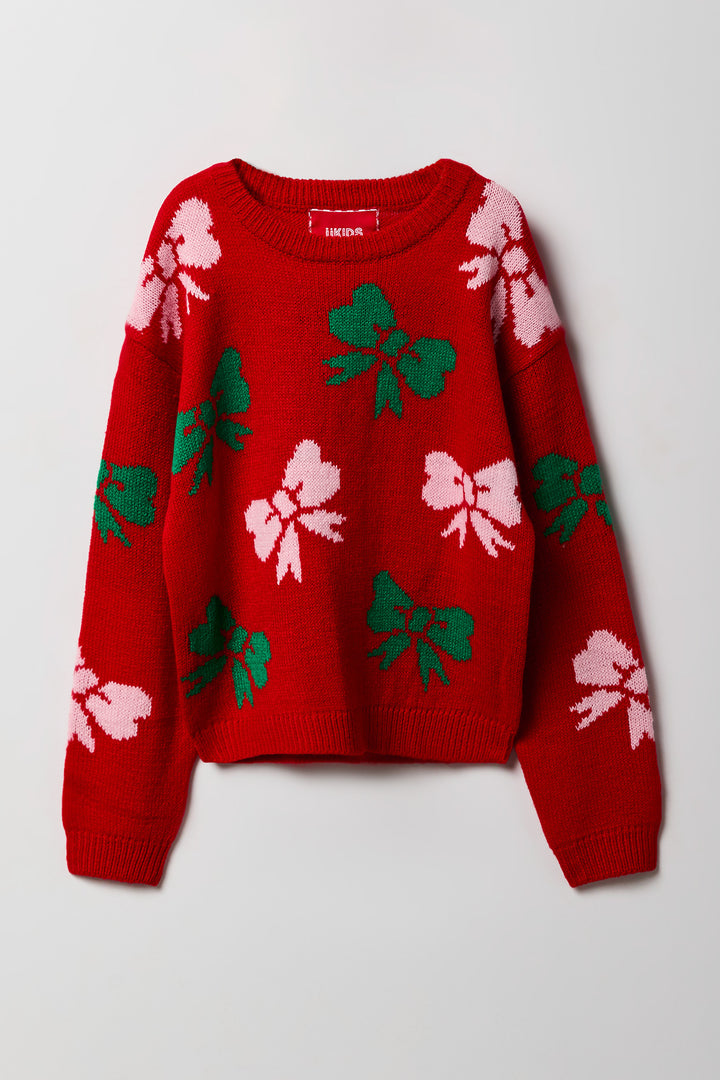 Girls Bow Christmas Sweater
