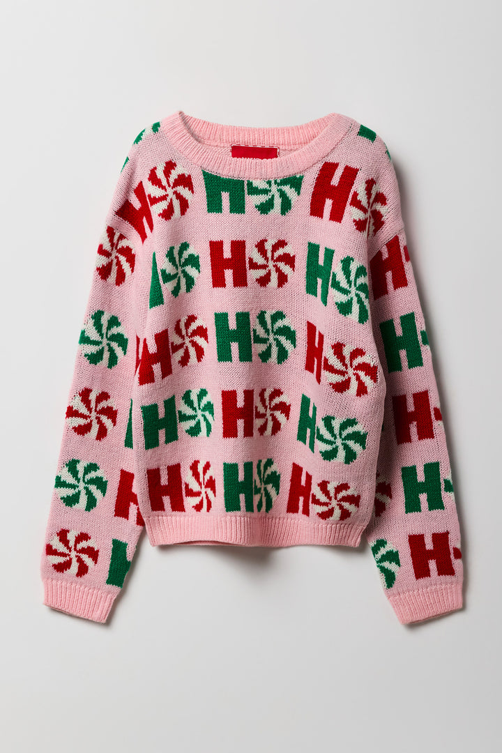 Girls Ho Ho Ho Christmas Sweater