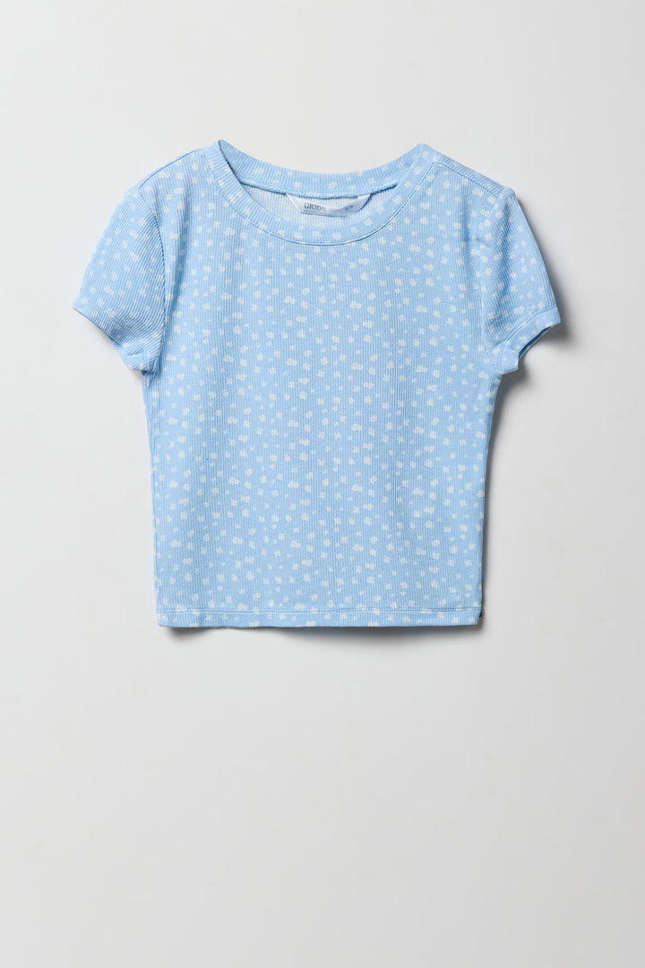 T-shirt ultracourt côtelé pour fille
