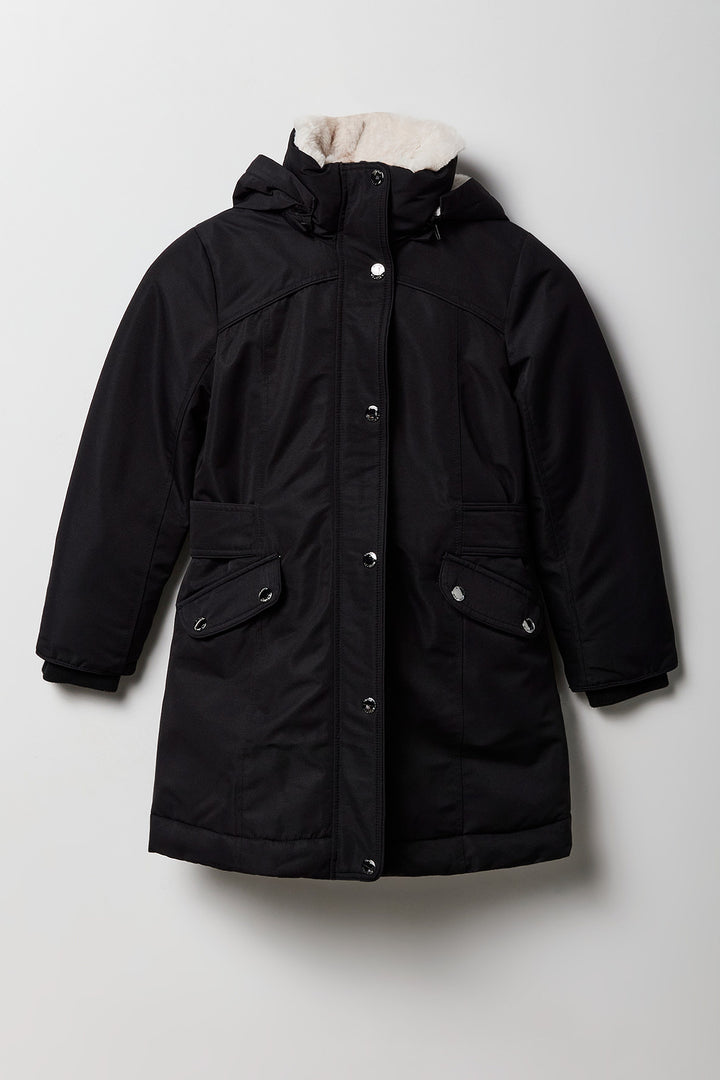 Parka à doublure en similifourrure pour filles