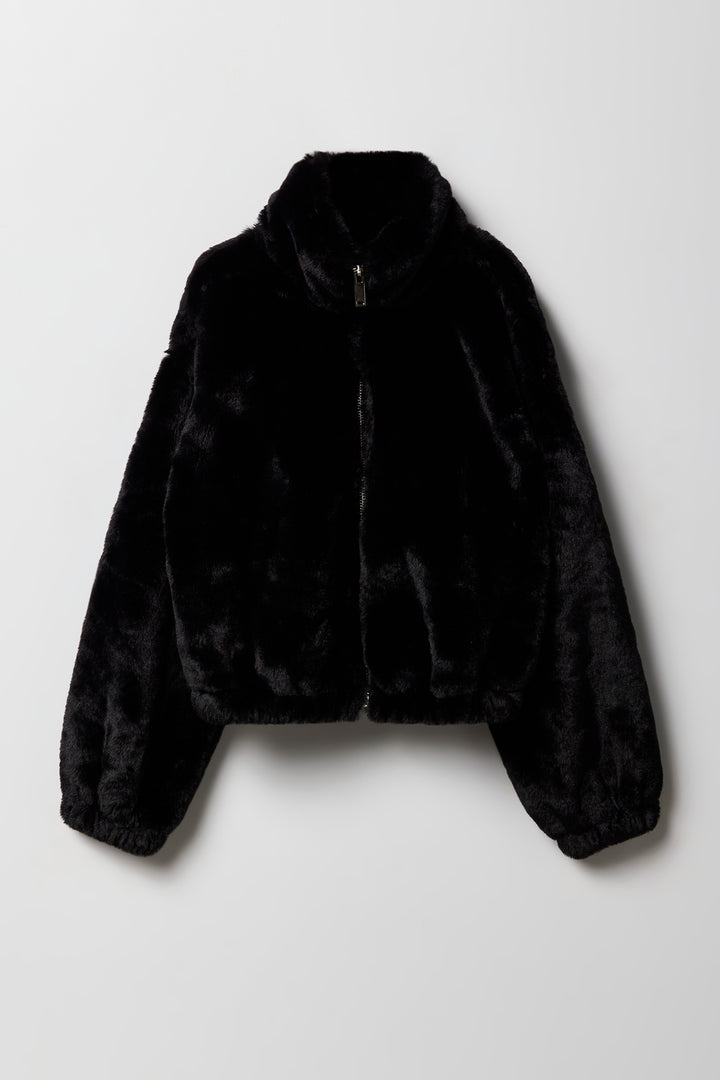 Blouson en similifourrure avec fermeture à glissière pour fille