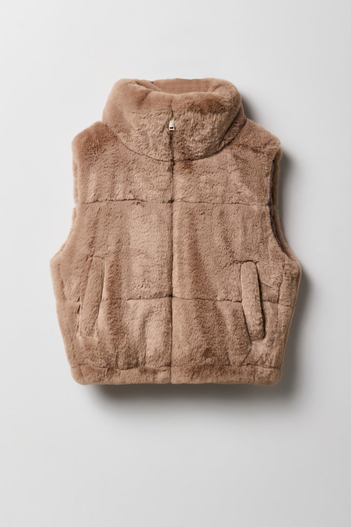 Girls Faux Fur Puffer Vest