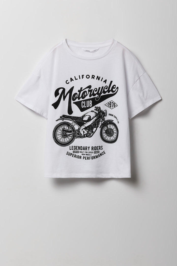 T-shirt surdimensionné à imprimé Motorcycle Club pour filles
