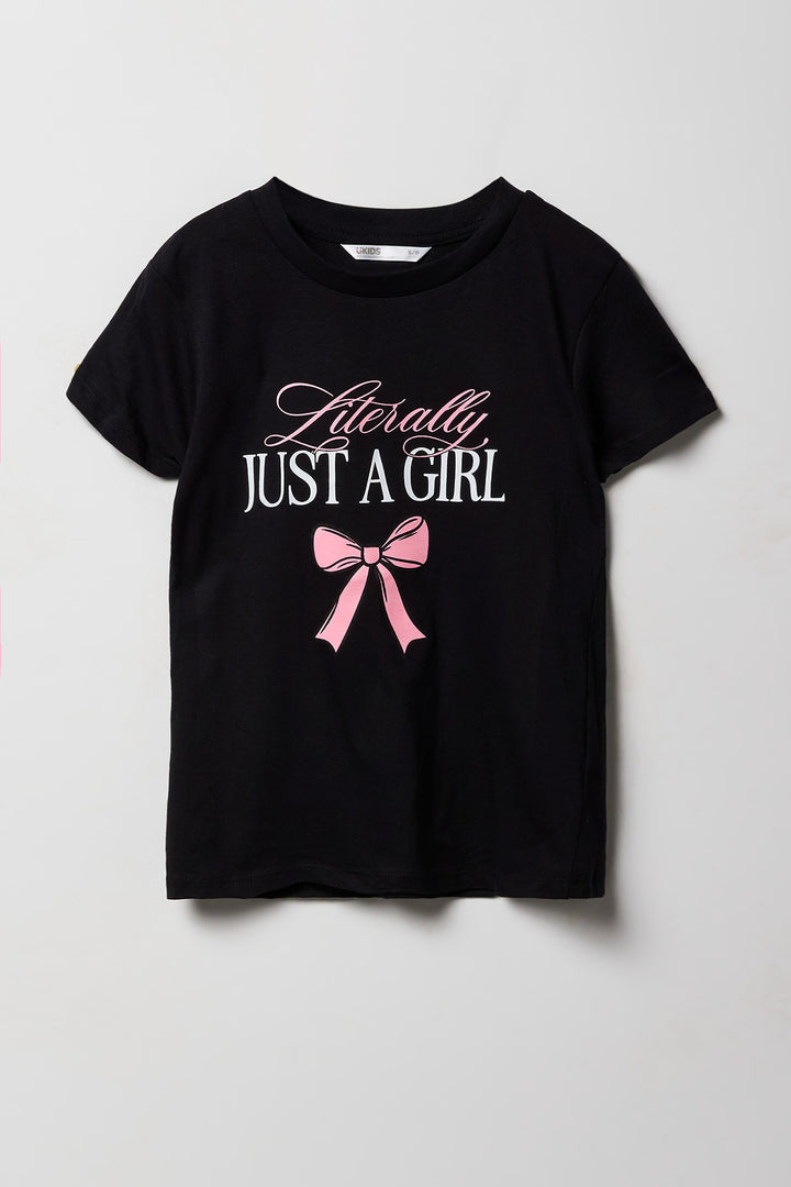 Girls Bow Graphic T-Shirt