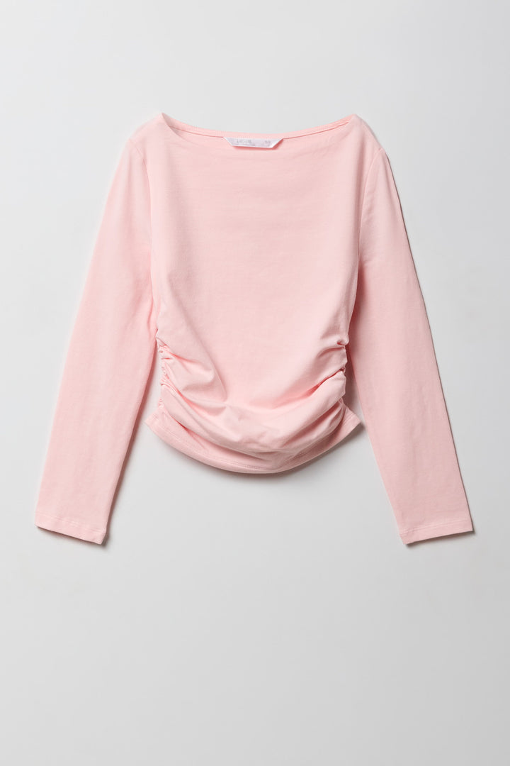 Girls Contour Side Cinched Long Sleeve Top
