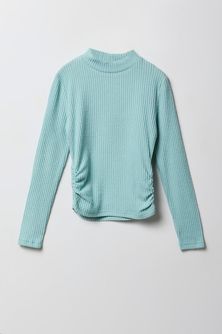 Girls Ribbed Side Cinched Long Sleeve Top