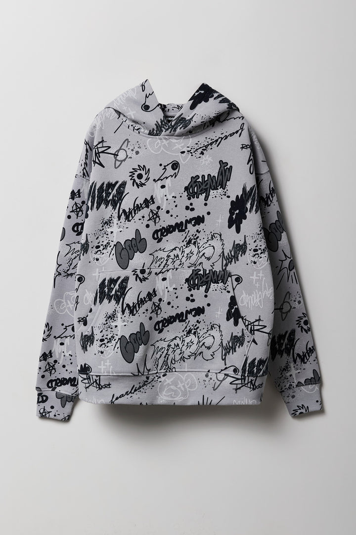 Kids Graffiti Print Fleece Hoodie