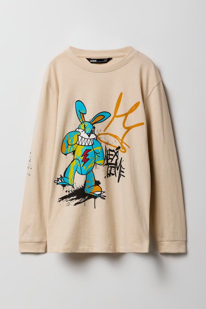 Haut à manche longue et imprimé graffiti Bunny pour garçons